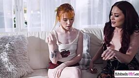 four horny teens dive into lesbian play with their stepmoms.