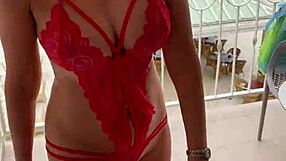 Lisa's Teasing Balcony Flash in Lingerie Shows Off Tattoo Wife Body