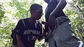 watch her gag on black cock deepthroat while licking southern ass outdoors!