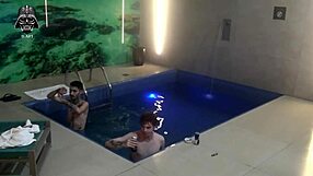 our brazilian blonde bareback threesome pool orgy with friends gets wild
