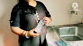 Desi wife bends over kitchen for neighbor boys big cock hardcore pounding