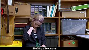 Stealing teen trades tight pussy ride for freedom from shop officer?