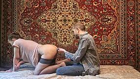 Russian Wife Gapes Asshole with Huge Anal Dildo Masturbation