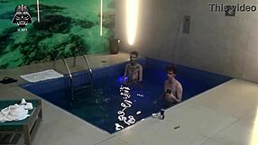 our brazilian blonde bareback threesome pool orgy with friends gets wild