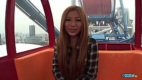 redhead cutie fingers hairy pussy till cum covers hands outdoors