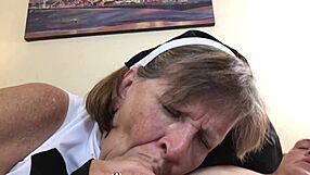 granny nun mary carmen turns heretical slut sucking cock like a pro in close-up pov