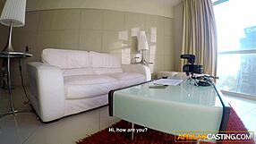 busty ebony slut shows up for deepthroat casting and gets dominated