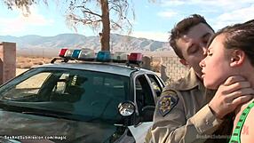 phony cops bind gag fuck students deepthroat rough in kinky outdoor threesome