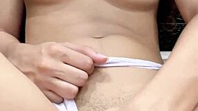 sweet petite babe fucks her own tight young pussy hard