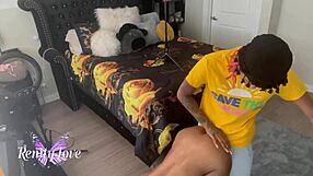 STUD HOMIE Pounds PETITE Ebony With BLACK DILDO Strapon