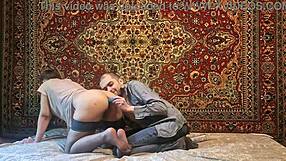 Russian Wife Gapes Asshole with Huge Anal Dildo Masturbation