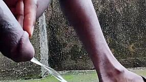 chubby ebony studs unleash monster cocks in outdoor peeing frenzy