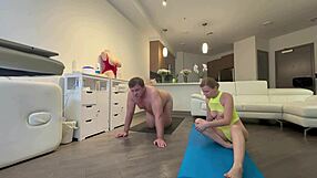 blonde milf teases shaved pussy in our wet homemade shower stream