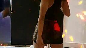 curvy brunette strips sensual lingerie teasing slow