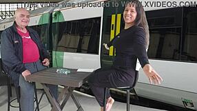 i can't stop watching agarabas tease rusty nails' monster cock in public train game