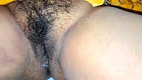 indian housewife's hairy tight pussy gets fucked hard with creampie closeup