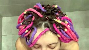 whoa that huge squirt explodes after the cumshot and he eats all her sperm from tight pussy lips