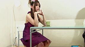 Watch this girl teased by a throbbing dick until she sucks it hard for a massive cumshot load!