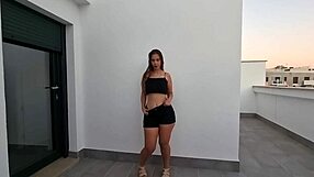 Sexy latina babe dances her big ass on terrace teasing hard