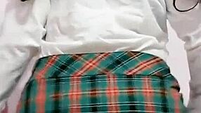 Innocent big ass high school girl in uniform masturbates to orgasm outdoors voyeur casero