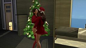 christmas morning shemale lesbian fucking session starts early