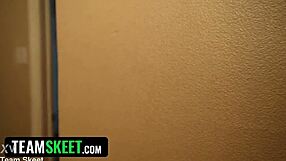 Stepson catches stepmom riding huge dildo hard