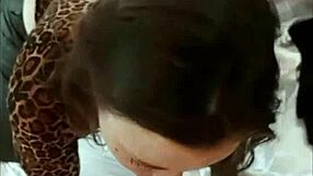 french milf deepthroats rims in red satin leopard bodysuit heels pov