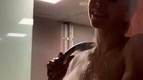 that cute gym girl with amazing skinny body showers off sweat