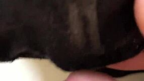 I can't resist rubbing my throbbing cock on girlfriend's dirty cum-stained panties