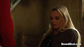 Submissive lesbian slave trembles with joy oiling big assed dominant madame to moans