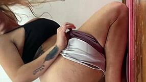 Busty redhead Camila Vegas masturbates wet pussy close-up with dirty talk to moaning orgasm