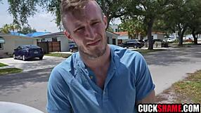 Cuckold hubby shares ebony wife after car accident fuck