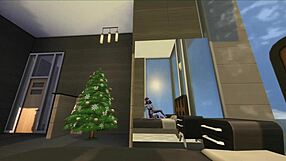 christmas morning shemale lesbian fucking session starts early