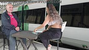 i can't stop watching agarabas tease rusty nails' monster cock in public train game