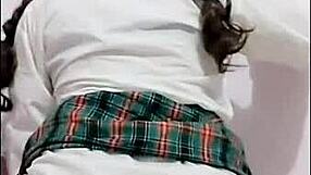 Innocent big ass high school girl in uniform masturbates to orgasm outdoors voyeur casero