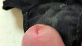I can't resist rubbing my throbbing cock on girlfriend's dirty cum-stained panties