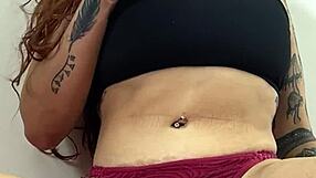 Busty redhead Camila Vegas masturbates wet pussy close-up with dirty talk to moaning orgasm