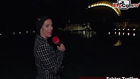 German milf flashes in scandalous street casting