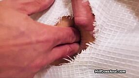 fingering curvy milf's round ass deep in shower with big tits