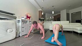 blonde milf teases shaved pussy in our wet homemade shower stream