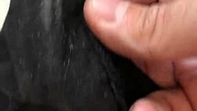 I can't resist rubbing my throbbing cock on girlfriend's dirty cum-stained panties