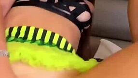 Real amateur pov threesome backstage, lesbian shower leads to cum swap rough riding!