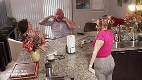 Tiny Freya Von Doom Seduces Stepdad and Wife in Taboo Family Fuck Fest