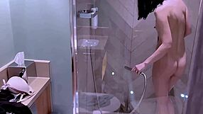 i spy on skinny hot wife shower then fuck her tight ass with creampie deep inside