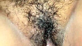 indian housewife's hairy tight pussy gets fucked hard with creampie closeup