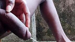 chubby ebony studs unleash monster cocks in outdoor peeing frenzy