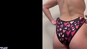 blonde 18yo college teen gapes pink pussy wide with massive dildo panty play