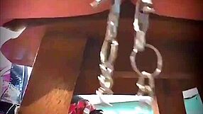 look at these big pink pussy lips dangle and stretch with weights