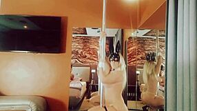 sexy latina with big natural tits and tattoos dances at polydance easter party