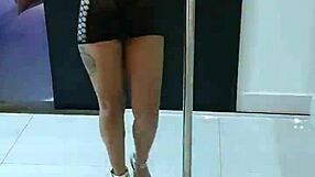 curvy brunette strips sensual lingerie teasing slow